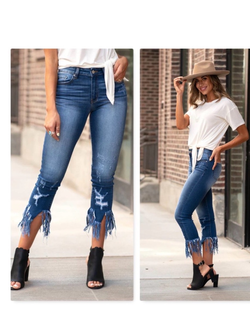 KanCan Fringe Ankle Skinny Jeans Sz 3 / 25